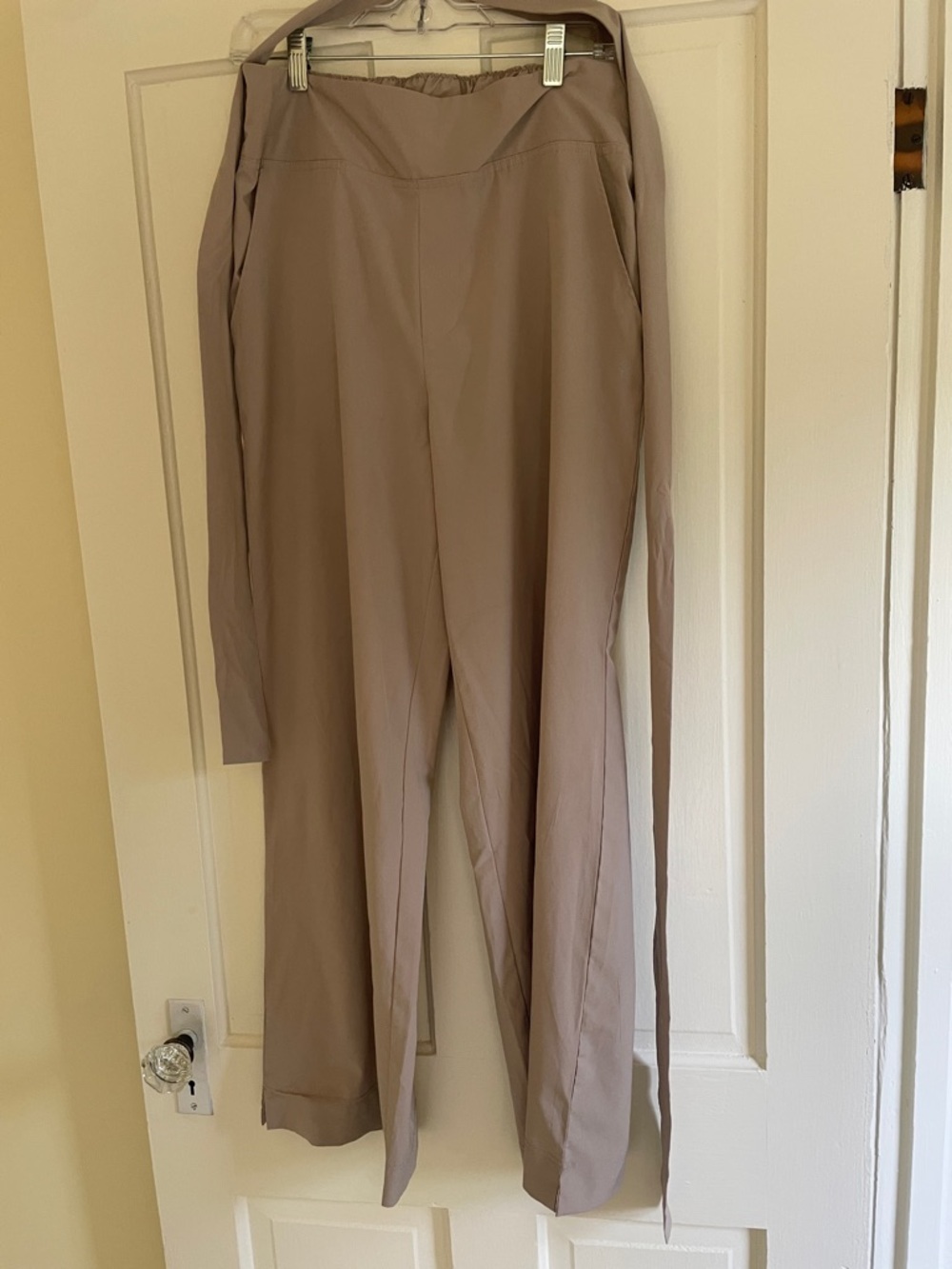 Soybu Neutral Taupe Straight-Leg Pull-On Trousers